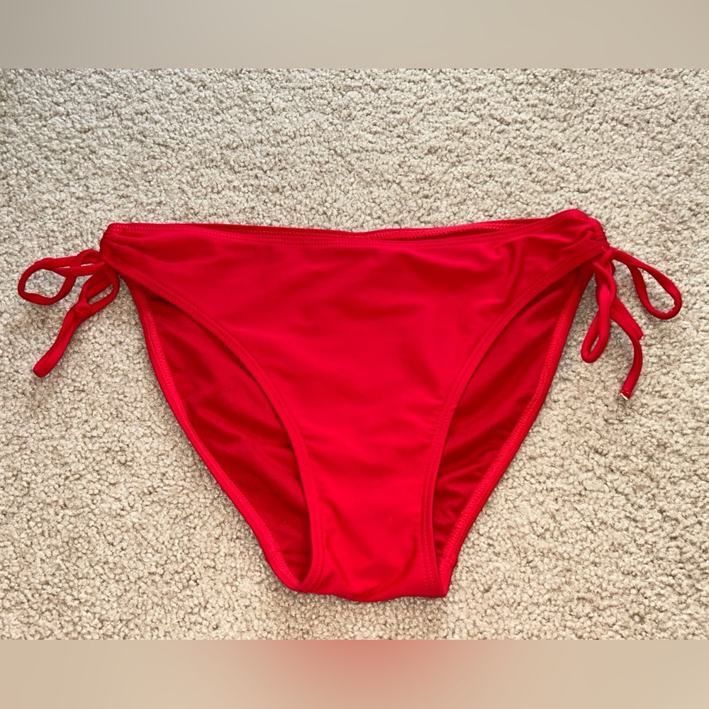 Ladies H2OH Vibrant Red Bikini Bottom with hip tie details. Size Medium